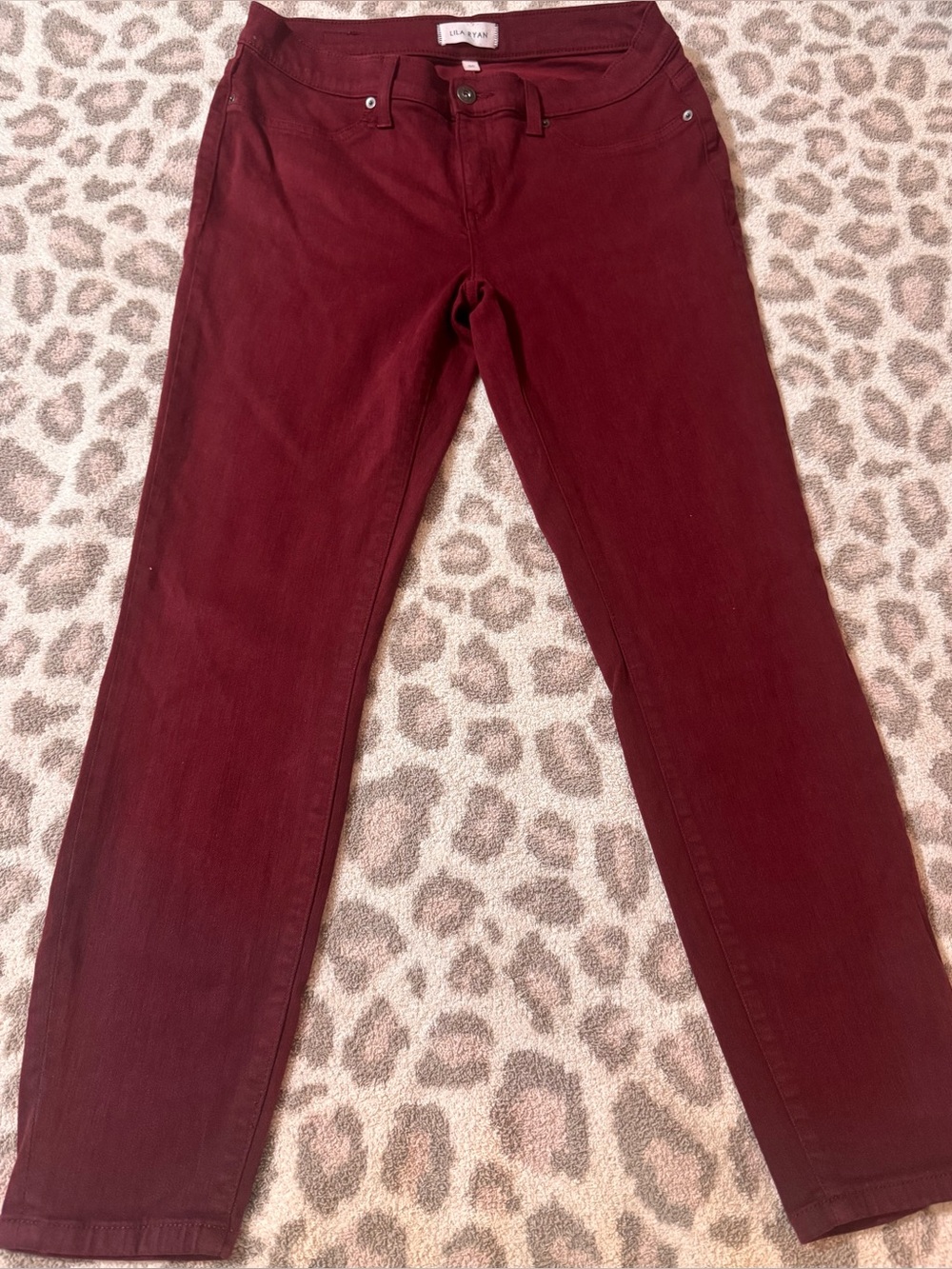 LILA RYAN Wine Red Straight-Leg Jeans